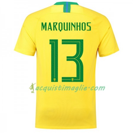 Divisa di Calcio Brasile Marquinhos 13 Prima Mondiali 2018